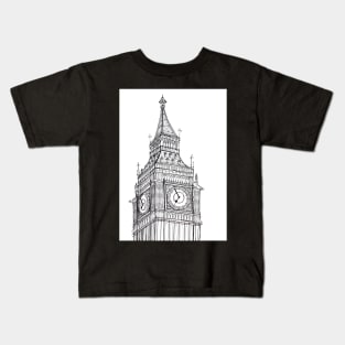 Big Ben Clock Tower Drawing Kids T-Shirt